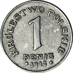 Poľské kráľovstvo, 1 fenig 1918, razené