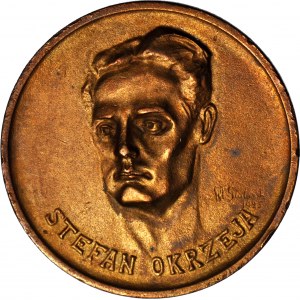 II Rzeczpospolita, Medaille zum 20. Jahrestag des Todes von Stefan Okrzei, 1925, Bronze