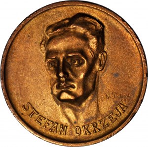 II Rzeczpospolita, Medaille zum 20. Jahrestag des Todes von Stefan Okrzei, 1925, Bronze