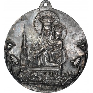 II RP, medailon 82mm, Panna Maria Čenstochovská na pozadí paulánského kláštera, vzácný