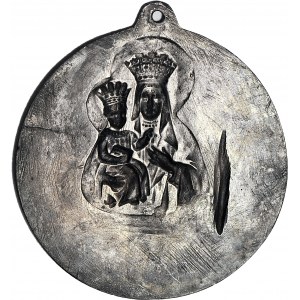 II RP, Medalion 82mm, Matka Boska Częstochowską na tle klasztoru Paulinów, rzadki