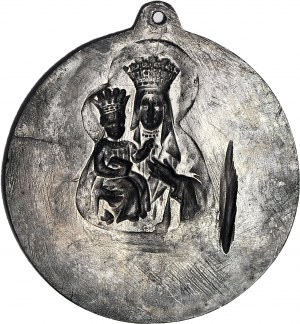 II RP, medailón 82 mm, Panna Mária Čenstochovská na pozadí kláštora paulínov, vzácny