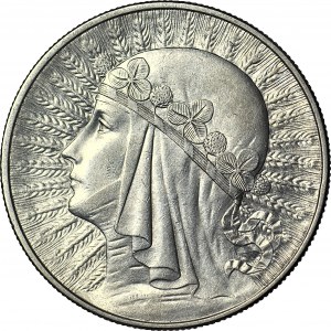 10 zlatých 1933, hlava, razené