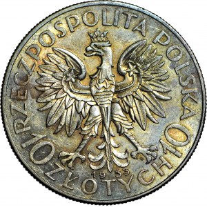 10 gold 1933, Head, perimeter