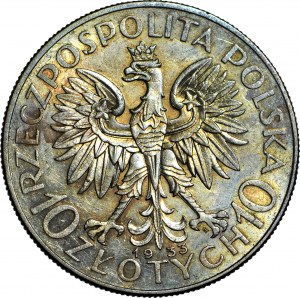 10 złotych 1933, Głowa, okołomennicza