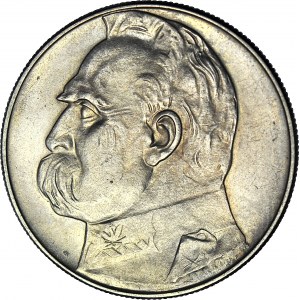 10 złotych 1937, Piłsudski, rzadszy rocznik, menniczy