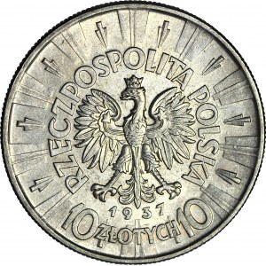 10 zloty 1937, Piłsudski, anno più raro, coniazione