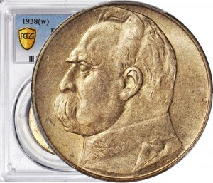 10 zloty 1938, Piłsudski, rare, non oblitéré