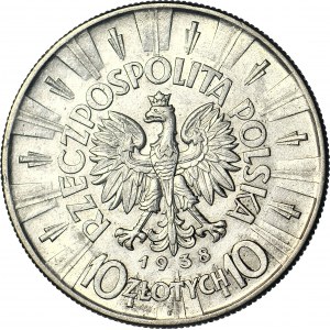 10 gold 1938, Pilsudski, rare, mint