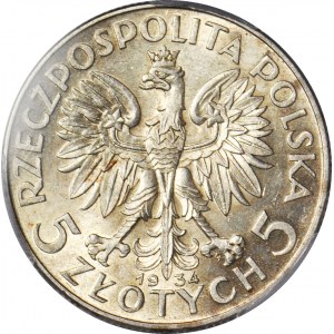 5 zlatých 1934, hlava, raženo