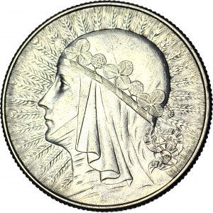 5 oro 1934, testa, coniato