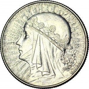 5 oro 1934, testa, coniato