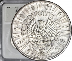 5 zloty 1934, Piłsudski, aquila STRZELECKI, bella