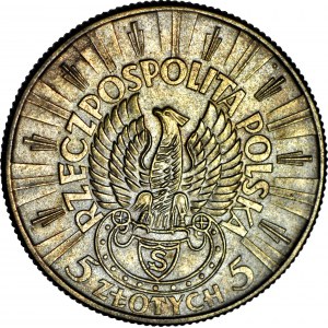5 zloty 1934, Piłsudski, aquila da tiro, zecca
