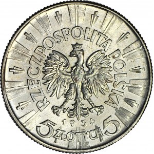 5 zlotých 1936, Piłsudski, mincovňa