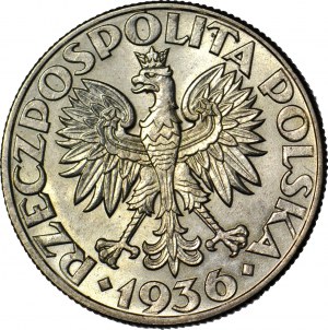 5 zlatých 1936 Plachetnica, mincovňa