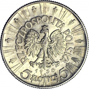 5 zloty 1938, Piłsudski, frappé à la main