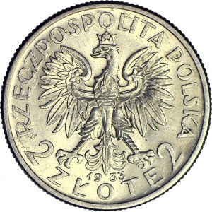 2 złote 1933, Głowa, piękna