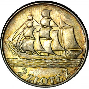 2 Gold 1936, Segelschiff, EXCELLENT