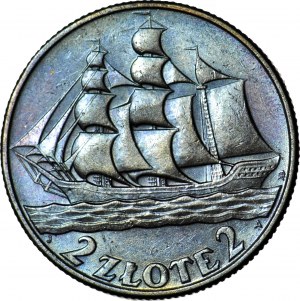 2 Gold 1936, Sailing ship, circular