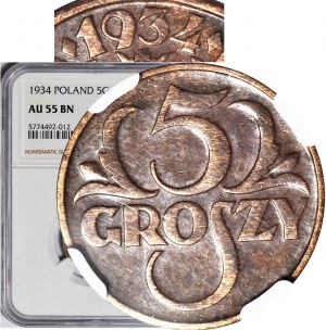 5 pennies 1934, HIGHEST, beautiful