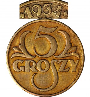 5 pennies 1934, vintage le plus rare, magnifique