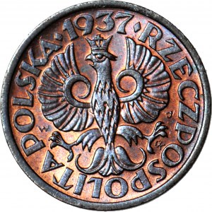 1 Pfennig 1937, postfrisch, rot-braune Farbe