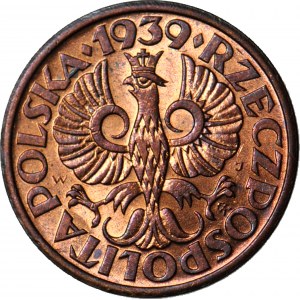 1 cent 1939, mincovňa, červená farba