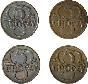 Sada, 4 ks. 5 mincí 1925, 1928, 1935x2