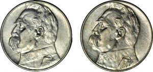 10 zlatých 1935-1946, Piłsudski, sada 2 kusů.