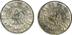 10 gold 1935-1946, Pilsudski, set of 2.