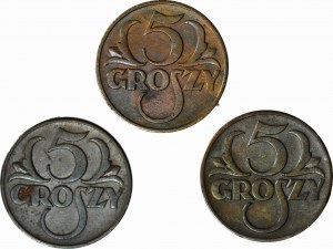Sada, 3 ks. 5 centov 1937, 1938, 1939