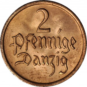 Free City of Danzig, 2 pfennigs 1937, mint, red color