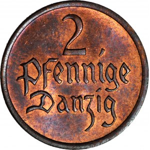 Freie Stadt Danzig, 2 fenigs 1937, non oblitéré, couleur rouge-brun