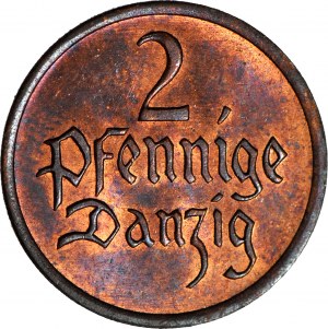 Free City of Danzig, 2 pfennigs 1937, mint, red-brown color