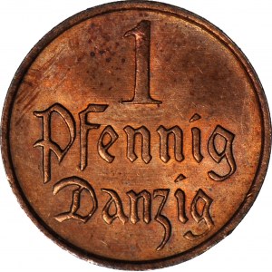Freie Stadt Danzig, 1 fenig 1930, mincovna, barva červená