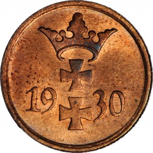 Freie Stadt Danzig, 1 fenig 1930, mincovňa, farba červená