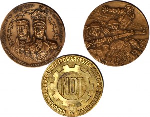 PRL, ensemble de 3 médailles 7 cm, tombak