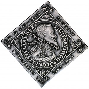 400. výročie mincovne v Bydgoszczi, 1995 MW medaila, 999 STRIEBRO, vzácna