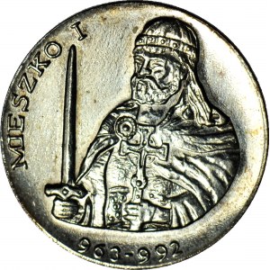 Medaille der königlichen Suite, nach den Gemälden von Matejko, Mieszko I 963-992, Adler des ersten Typs, Silber