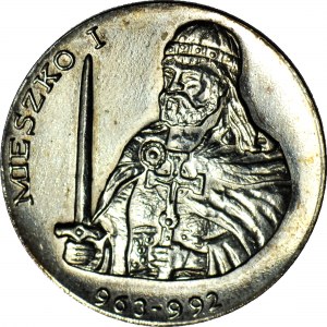 Medaila kráľovskej suity, podľa Matejkových malieb, Mieszko I. 963-992, orol prvého typu, striebro