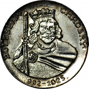 Medal Suity Królewskiej, wg obrazów Matejki, Bolesław Chrobry 992-1025, orzeł I typu, srebro