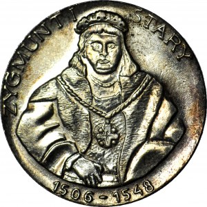 Médaille de la Suite royale, d'après les peintures de Matejko, Sigismond le Vieux 1506-1548, aigle de type II, argent