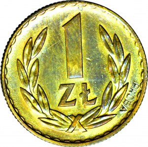 RR-, 1 zloty 1957 PRÓBA najrzadszy złotówki, ottone, coniazione 100 pezzi, iscrizione PRÓBA in basso