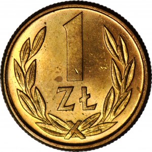 RR-, 1 złoty 1989 jednostronna odbitka rewersu w mosiądzu rewersu z oryginalnych stempli