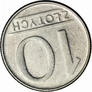 RR-, 10 złoty 1988, DESTRUKT, odwrotka 170 stopni, b. rzadkie