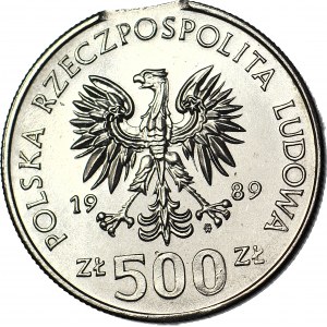 R-, 500 zl 1989, DESTRUKT, Scheibenstanzfehler