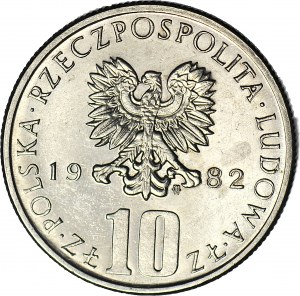 RR-, 10 złotych 1982, Prus, menniczy, DESTRUKT - DOUBLE DIE, pierwszy raz na onebid