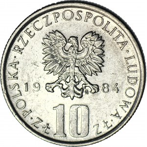 R-, 10 złotych 1984 B. Prus, SKRĘTKA 45 stopni, rzadkie