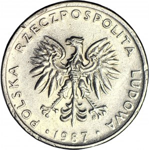 RR-, 20 złotych 1987, DESTRUKT, spora SKRĘTKA 115 stopni